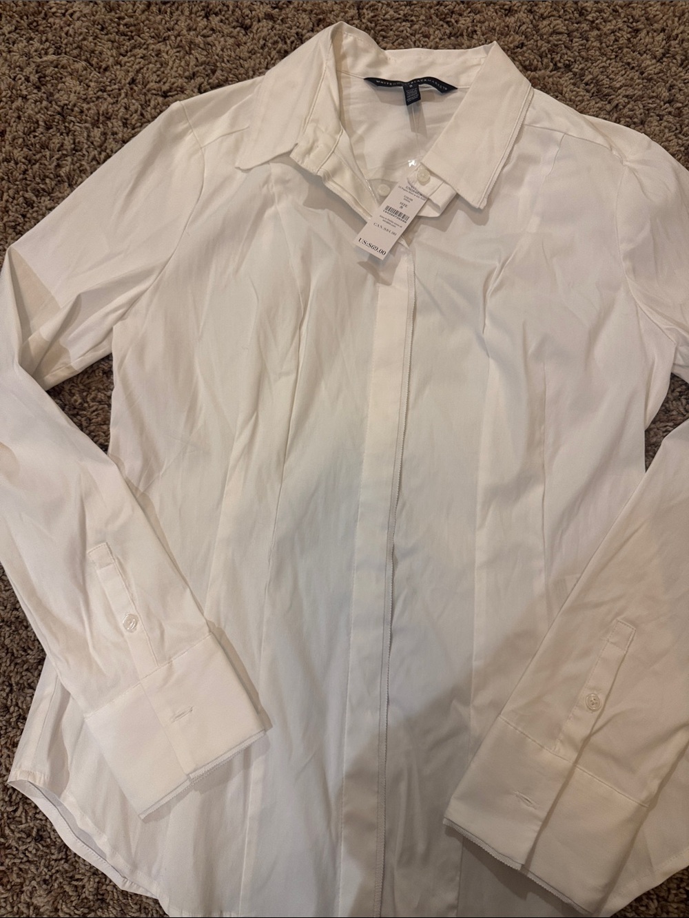 White House Black Market Women's White Button-Down Shirt